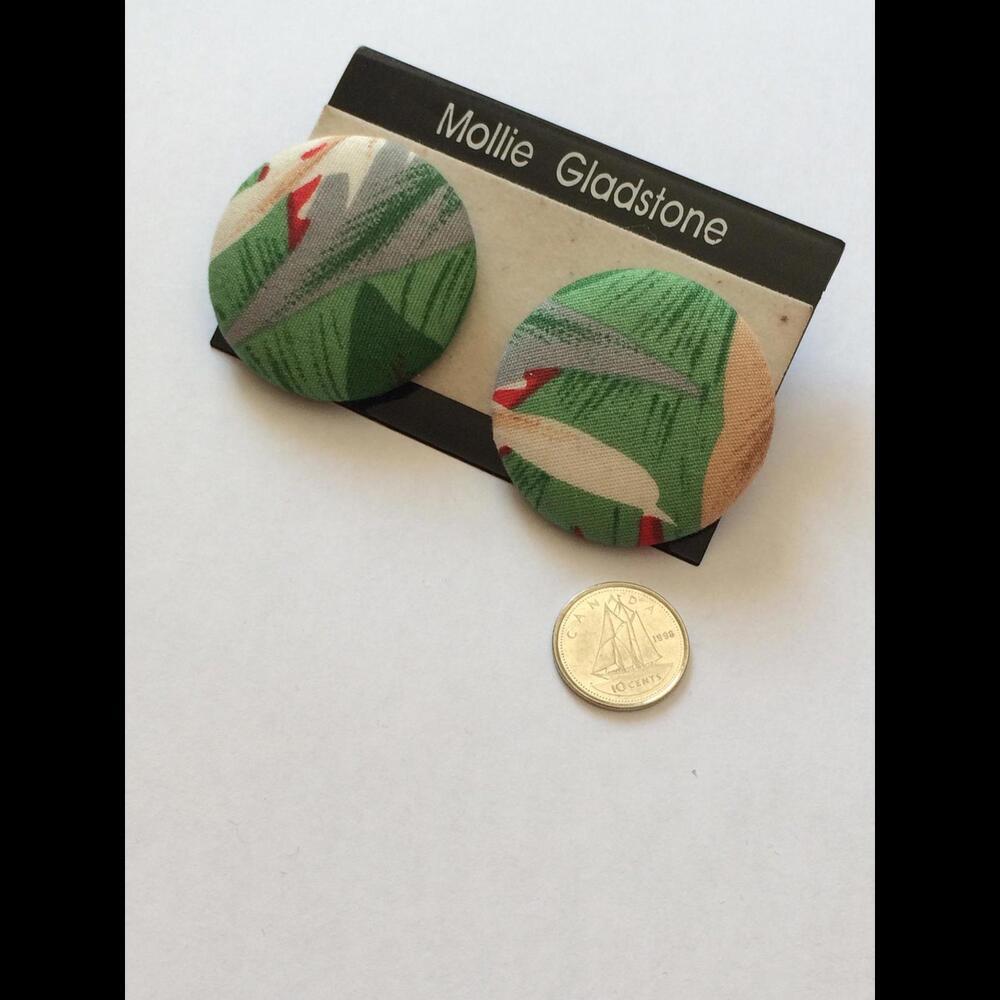 Vintage Mollie Gladstone Fabric Button Earrings